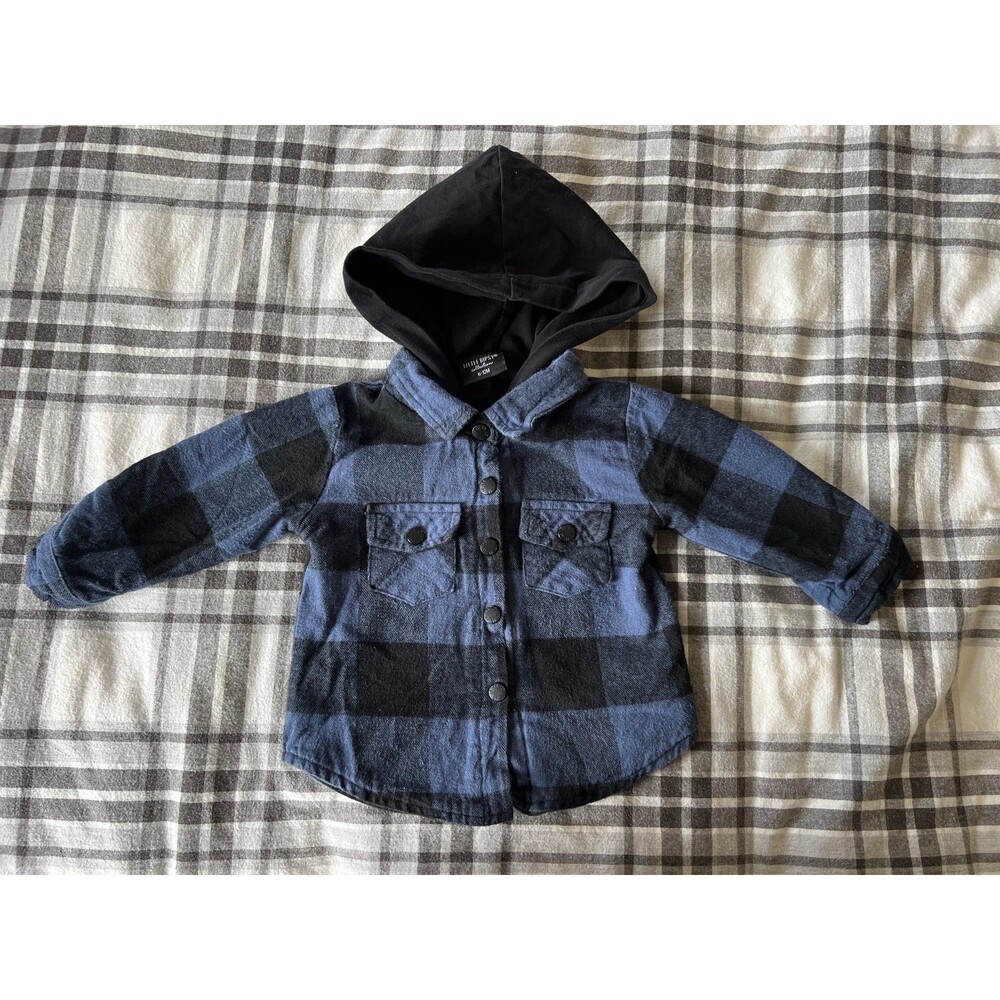 Little Bipsy Flannel Hoodie with Snap Closures 6-12m